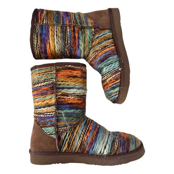Lamo juarez suede boho aztec multicolored yarn Boot. warm thick faux fur, Size 9 - Picture 4 of 5